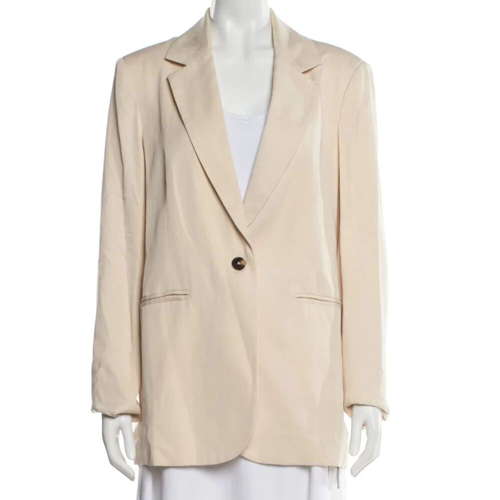 Reformation Tan Tencel Rayon Relaxed Fit One Button Blazer Sz XL
